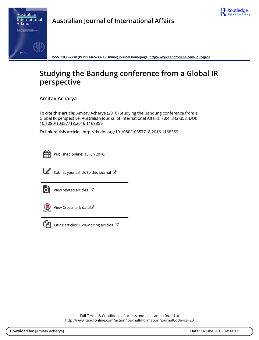 Pdf Studying The Bandung Conference From A Global Ir - 