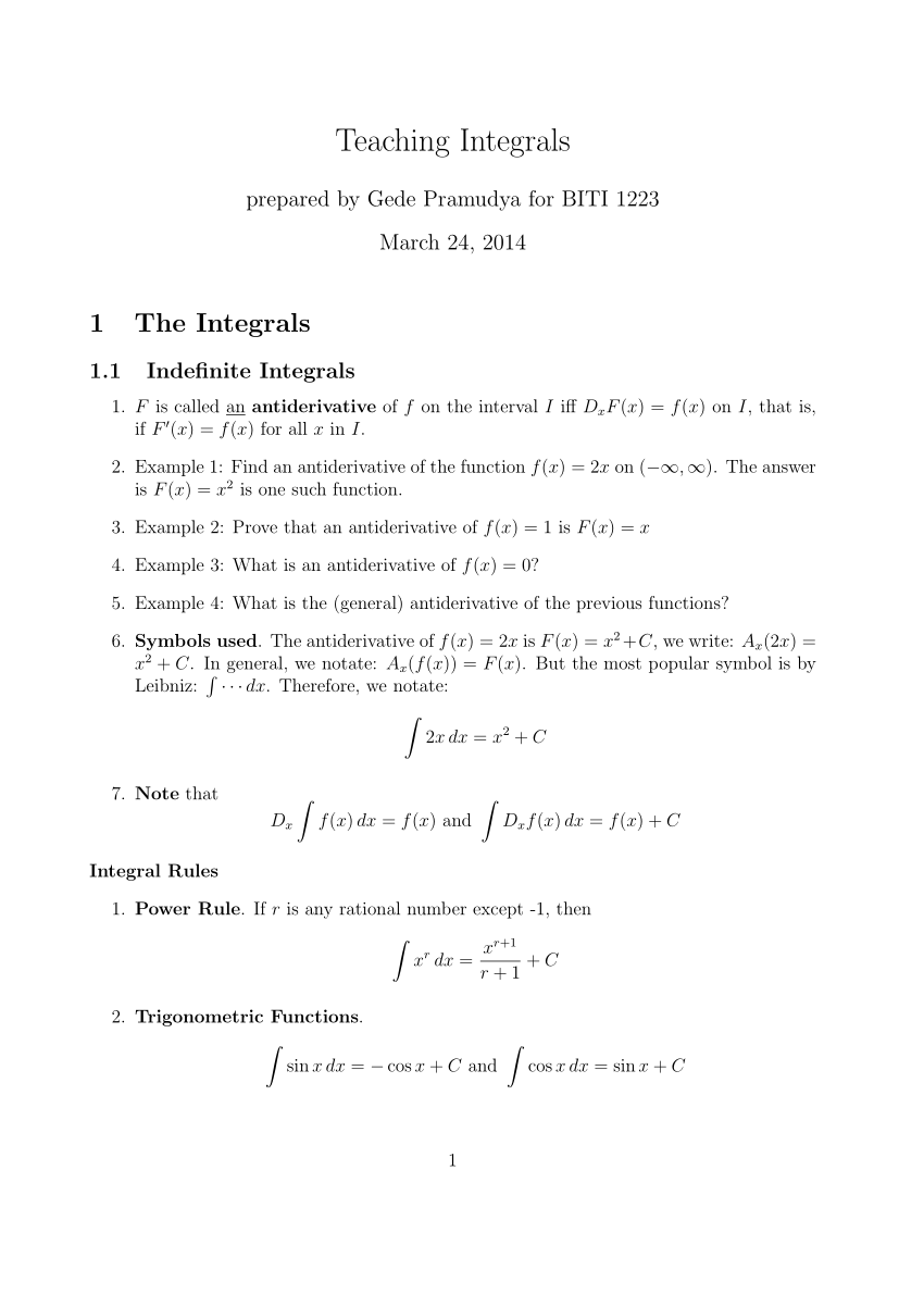 Pdf Integrals