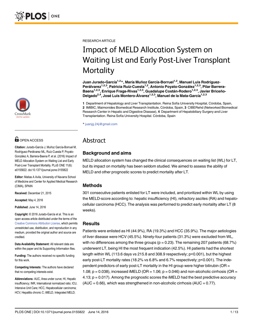 pdf) impact of meld allocation system on waiting list and early post