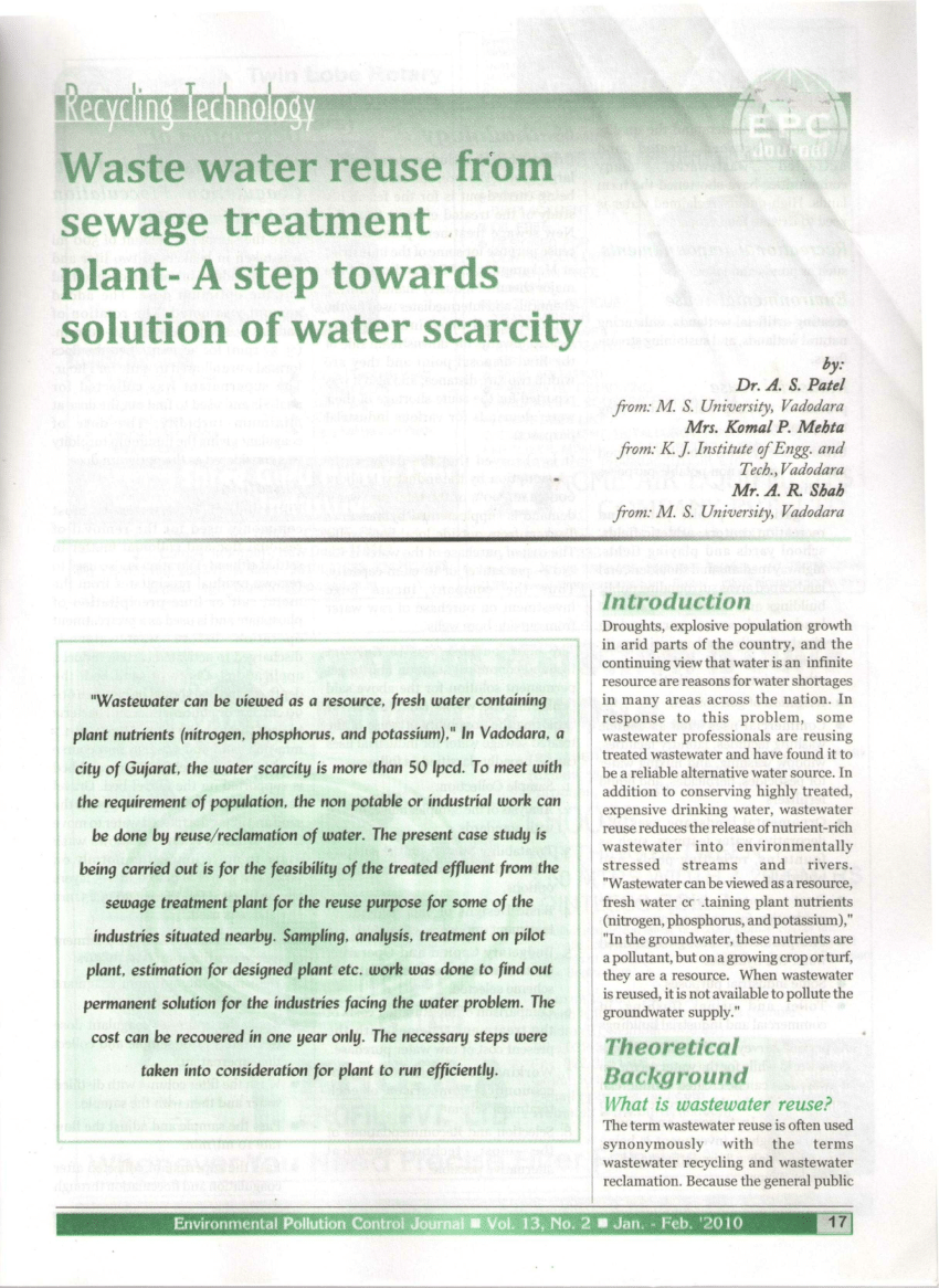 treatment of water research paper