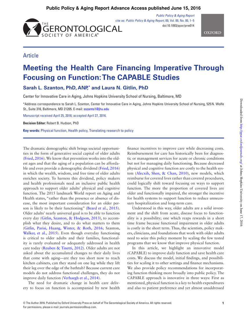 health care financing research paper