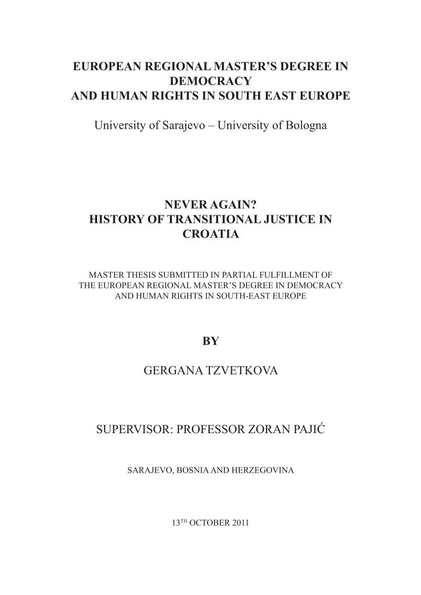 Pdf Never Again History Of Transitional Justice In Croatia - 