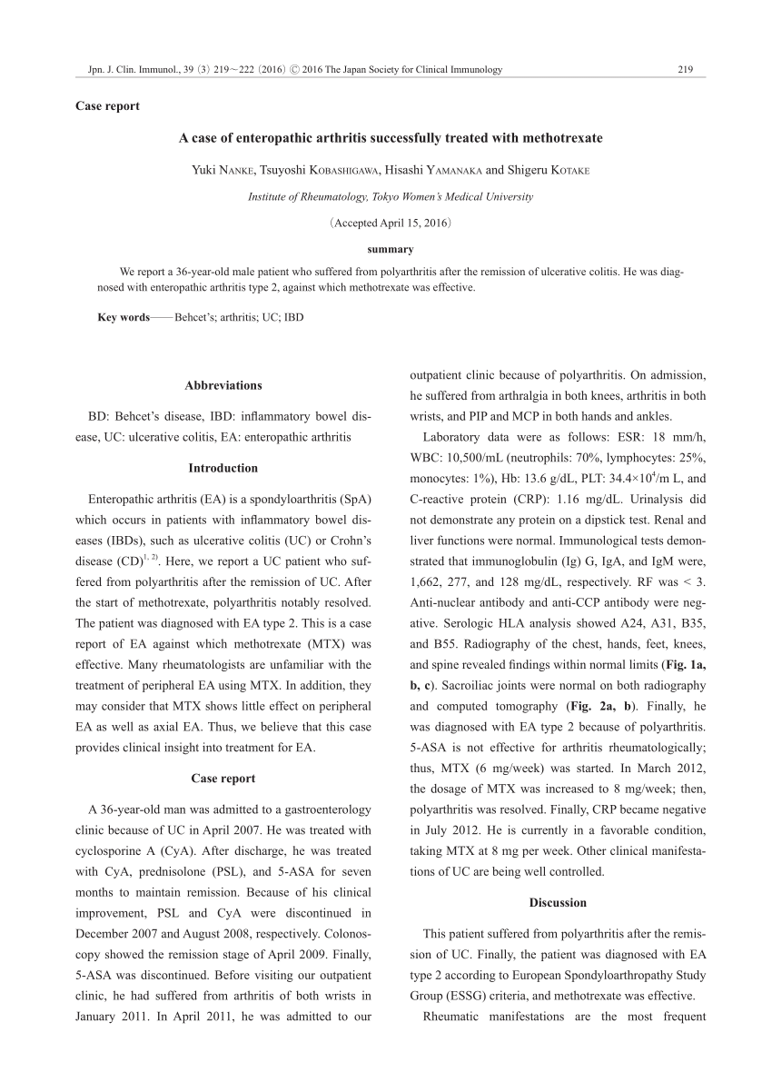 (PDF) A case of enteropathic arthritis successfully treated with ...