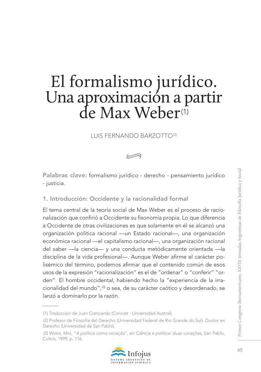 Pdf El Formalismo Juridico Una Aproximacion A Partir De Max Weber
