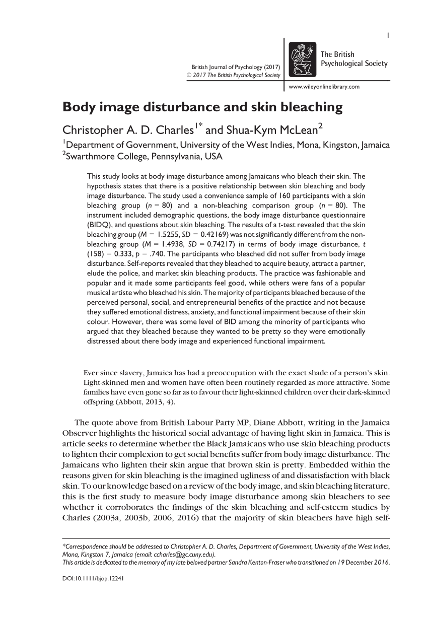 PDF Body Image Disturbance and Skin Bleaching