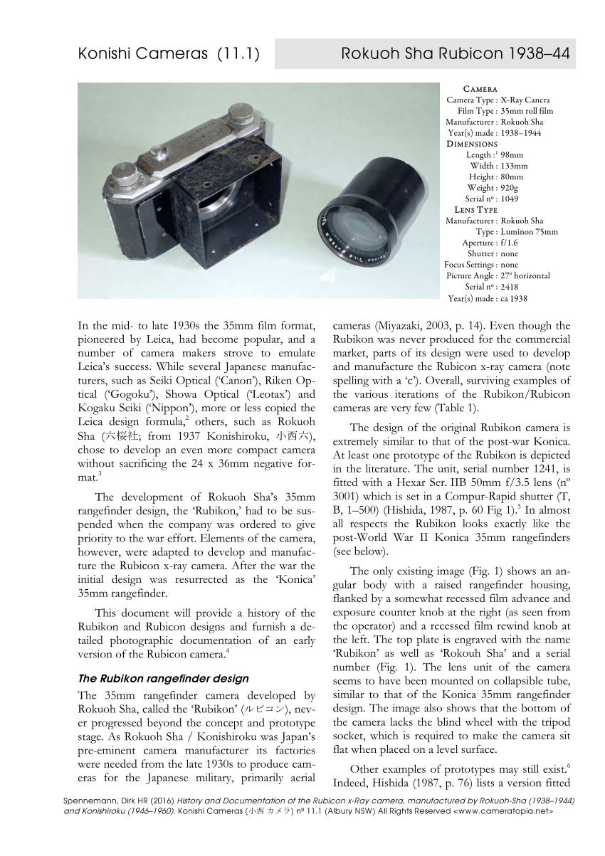 PDF) History and Documentation of the Rubicon x-Ray camera