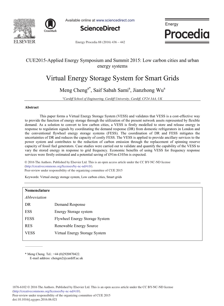 (PDF) Virtual Energy Storage System for Smart Grids