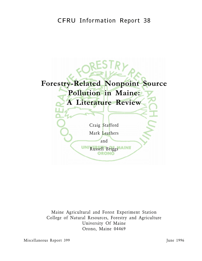 PDF) MR399: Forestry-Related Nonpoint Source Pollution in Maine: A ...
