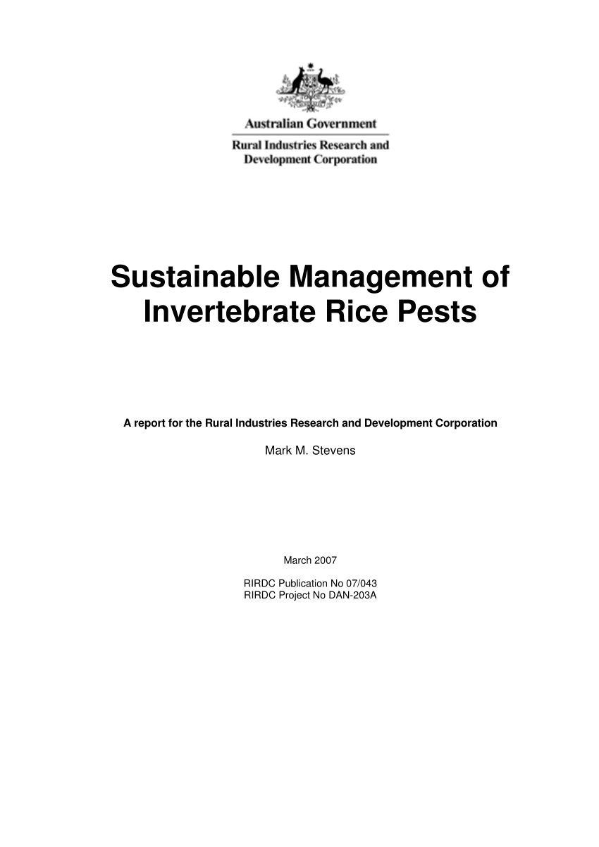 PDF) Sustainable Management of Invertebrate Rice Pests