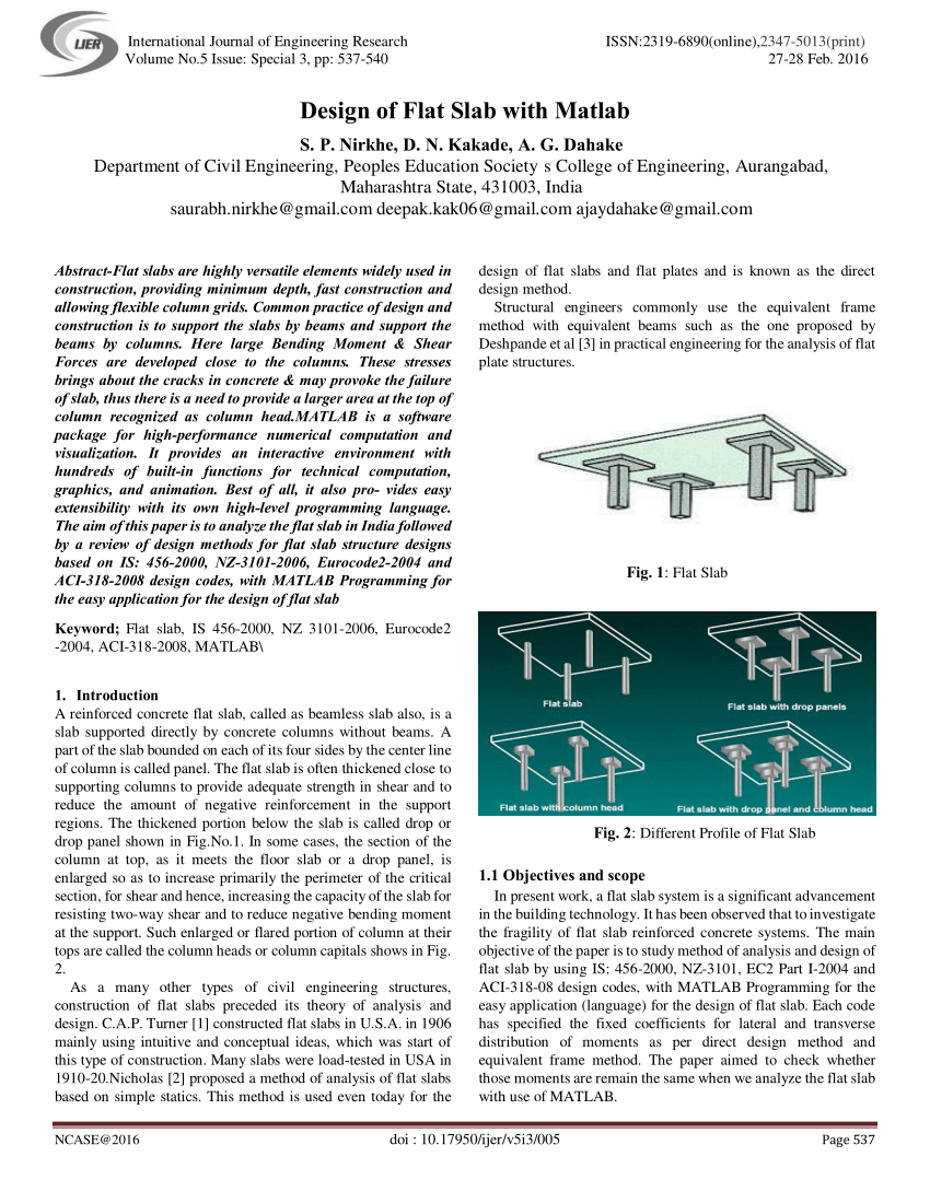 PDF) Design of Flat Slab with Matlab