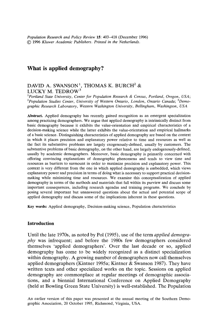 PDF) Applied Demography