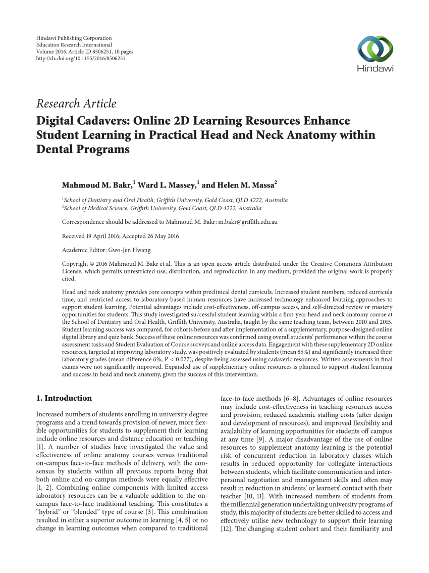 Pdf Digital Cadavers Online 2d Learning Resources Enhance