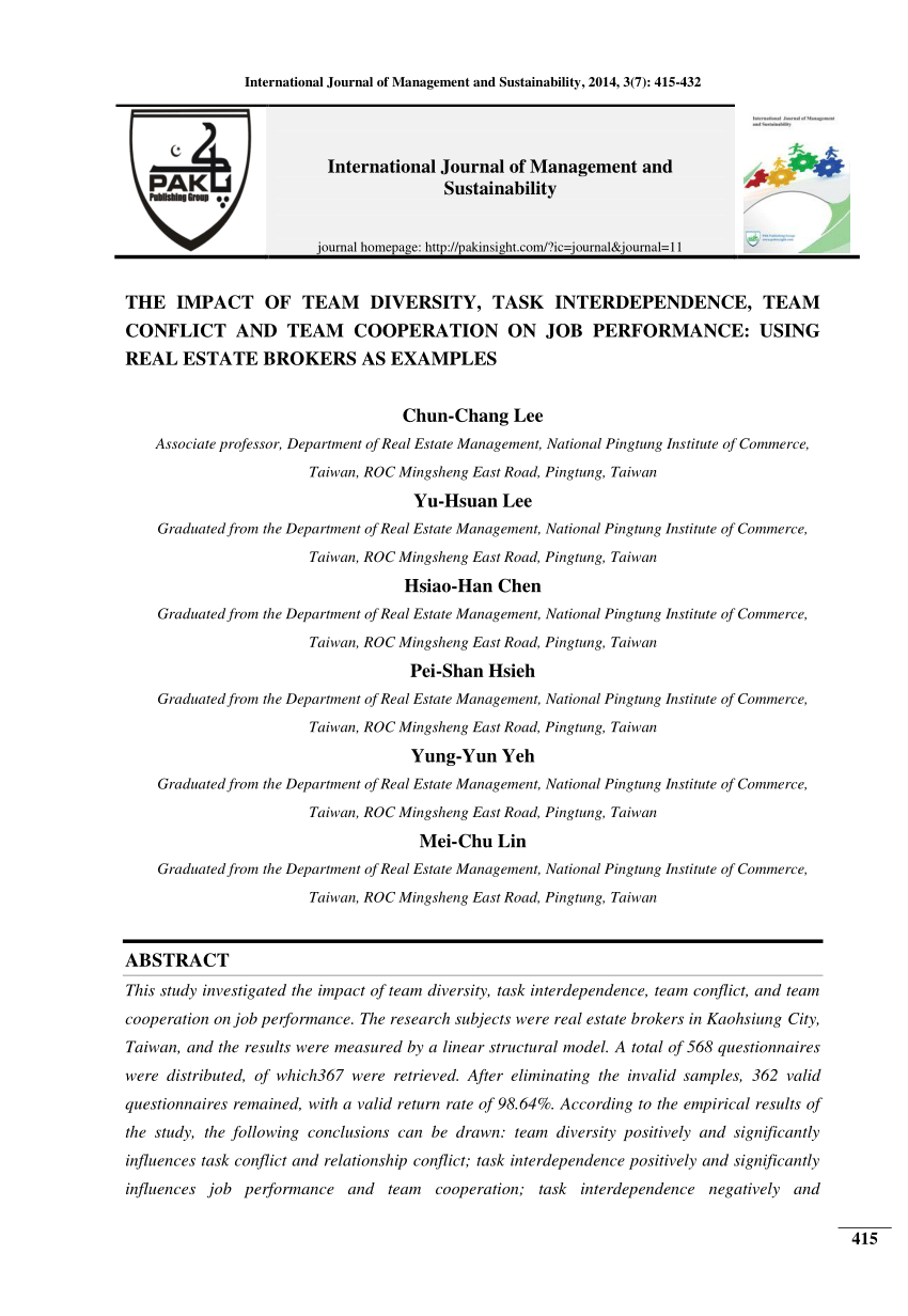 Conflict Between Team Performance And Task Related