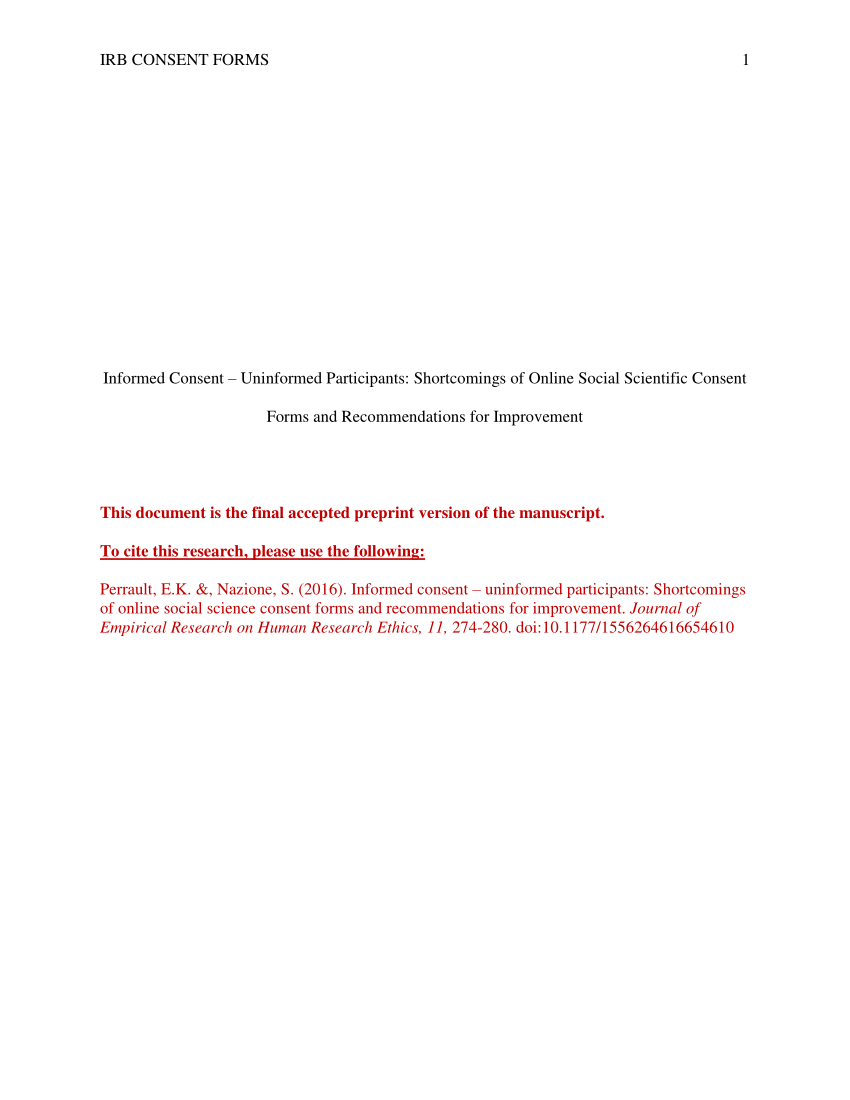 Pdf Informed Consent Uninformed Participants Shortcomings - 