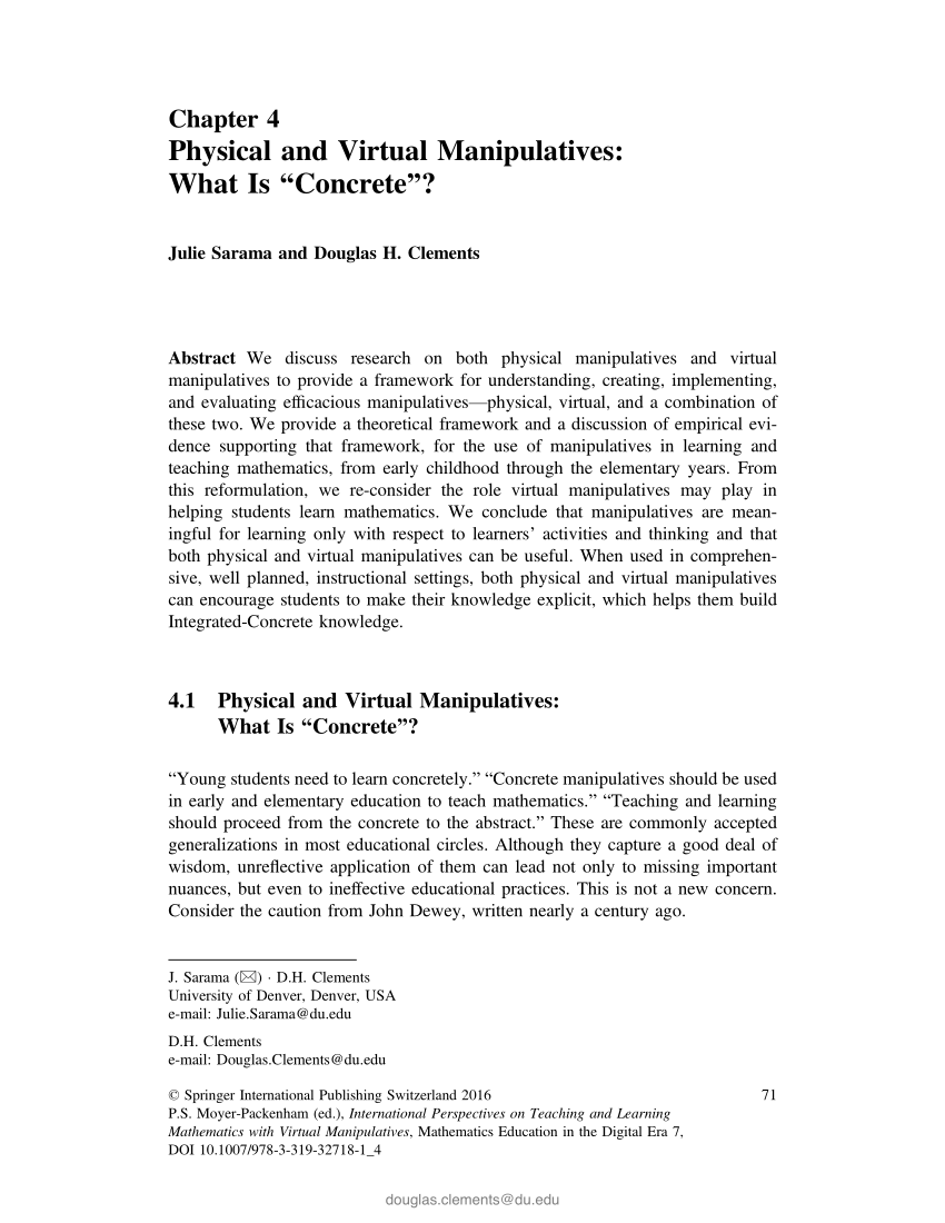 PDF Physical and Virtual Manipulatives What Is Concrete