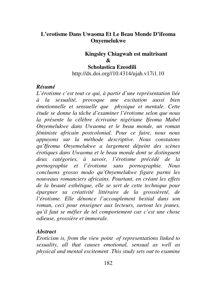 PDF L erotisme dans Uwaoma et le beau monde d Ifeoma Onyemelukwe