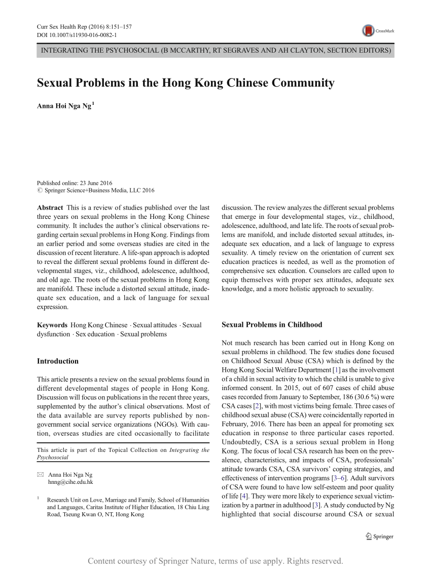 Sexual Problems in the Hong Kong Chinese Community | Request PDF