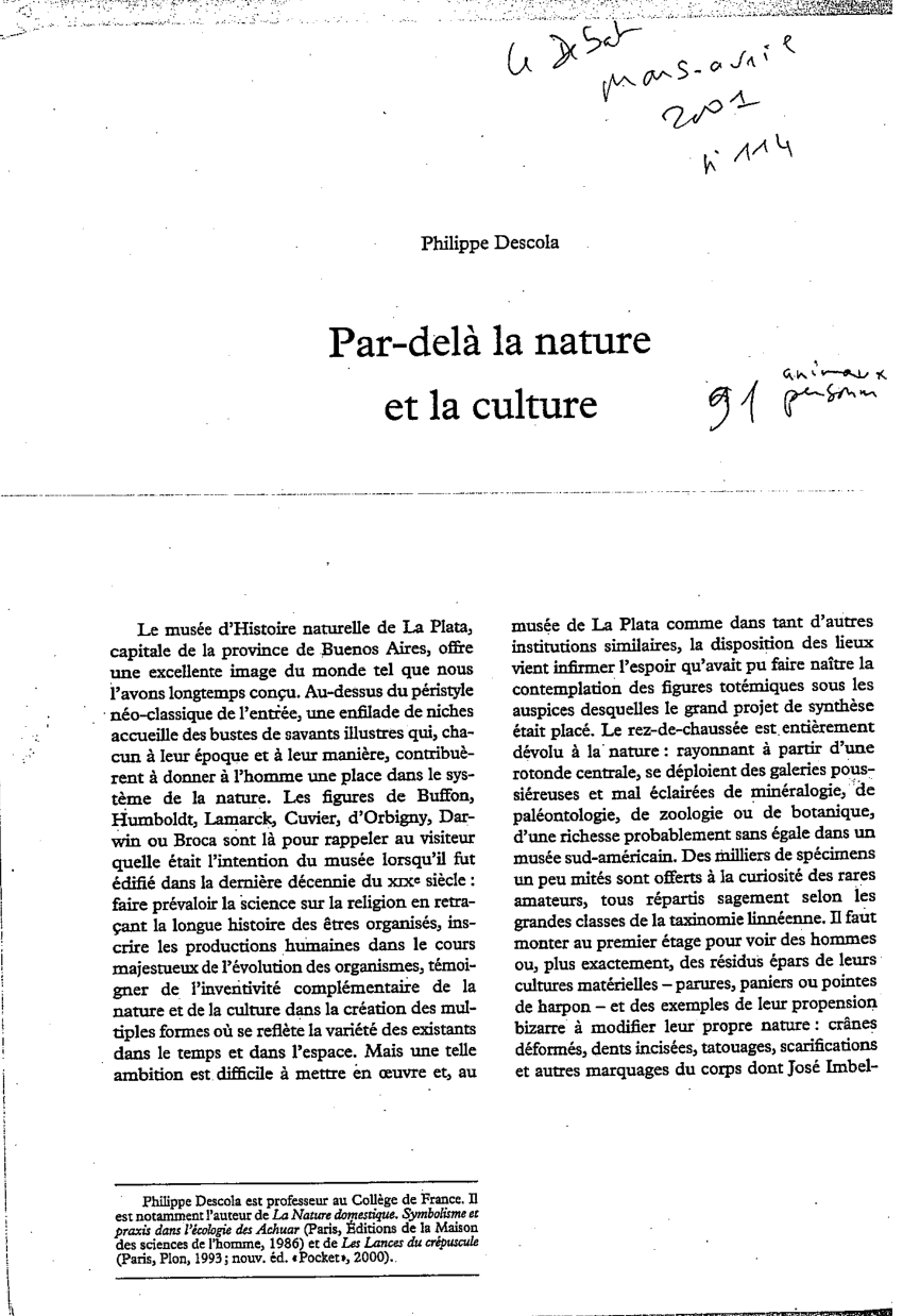 dissertation philo nature et culture