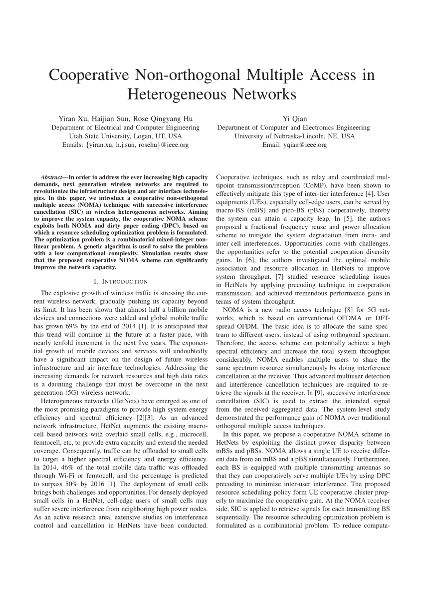 PDF) Cooperative Non-Orthogonal Multiple Access in Heterogeneous Networks