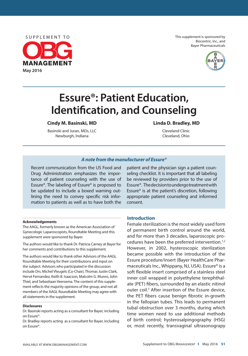PDF) Essure: Patient Education, Identification, and Counseling
