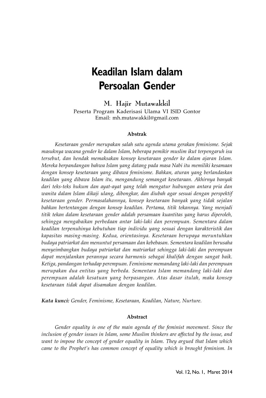 PDF Keadilan Islam Dalam Persoalan Gender