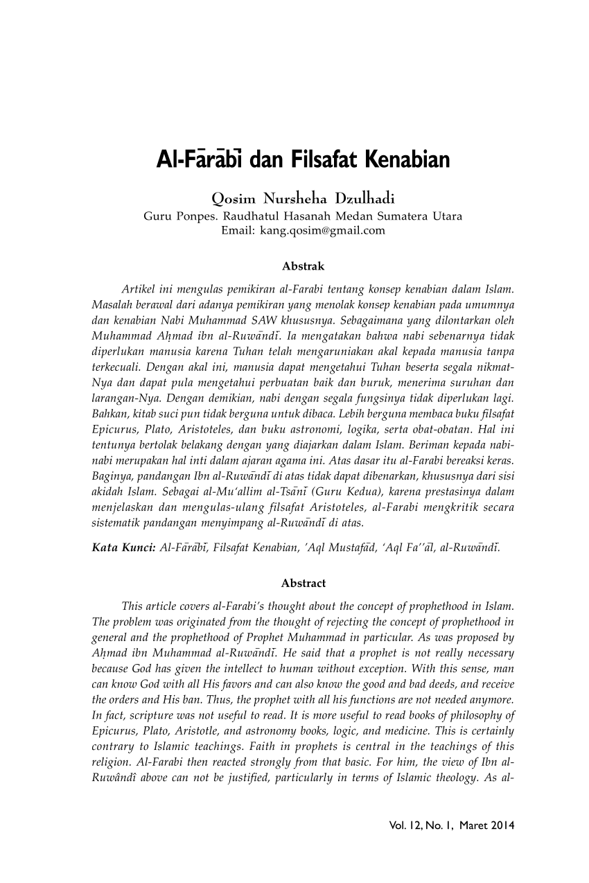 PDF Al Farabi Dan Filsafat Kenabian