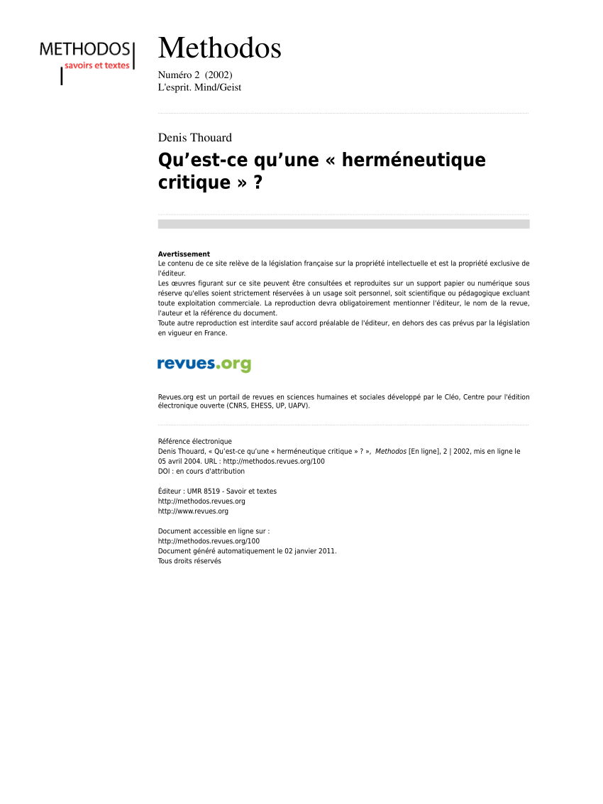Qu Est Ce Qu Un Rhizome (PDF) Qu’est-ce qu’une « herméneutique critique