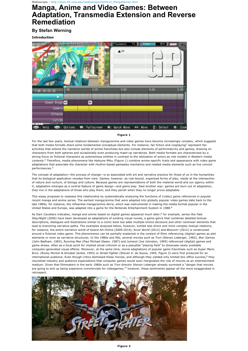 PDF) Manga, Anime and Video Games: Between Adaptation, Transmedia Extension  and Reverse Remediation