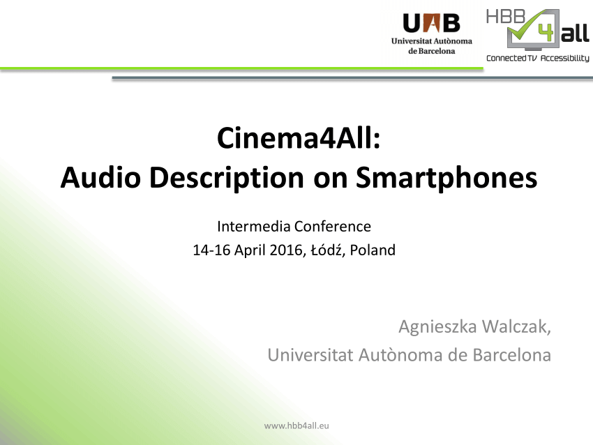 Pdf Cinema4all Audio Description On Smartphones