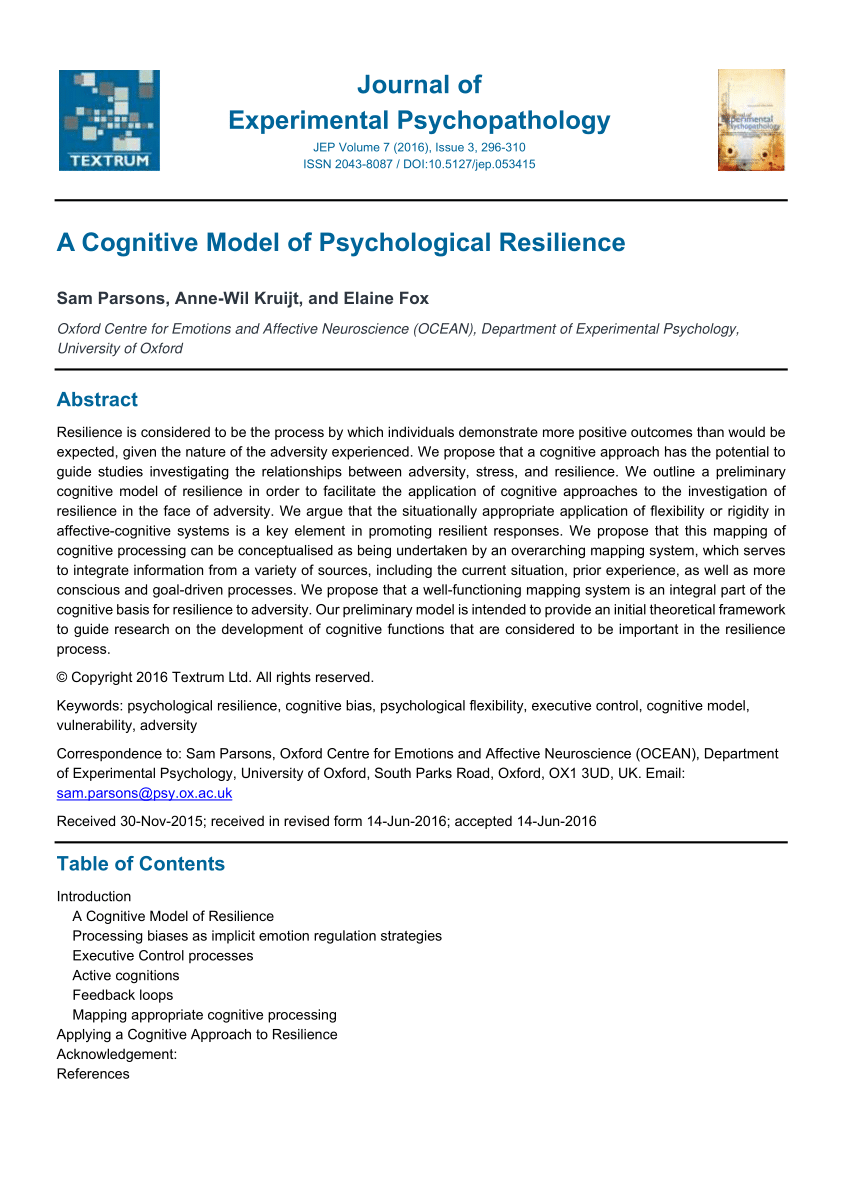psychological resilience research articles