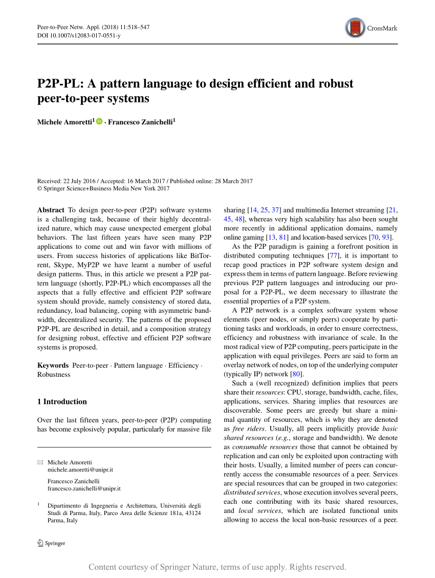 P2P-PL A Pattern Language to Design Efficient and Robust Peer-to-Peer Systems Request PDF