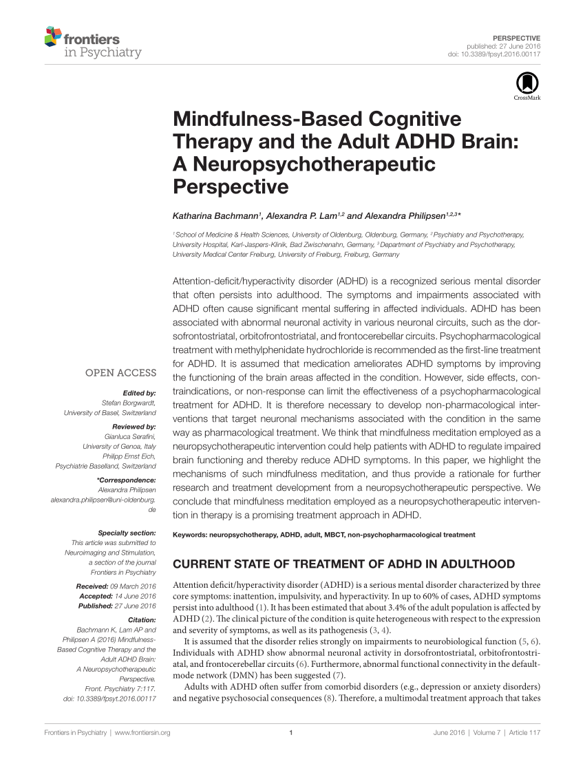 (PDF) Mindfulness-Based Cognitive Therapy and the Adult ADHD Brain: A ...