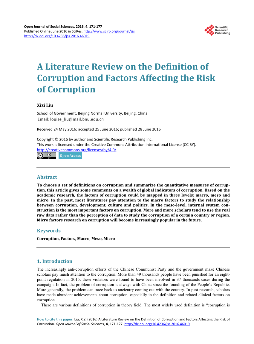 literature review on corruption pdf