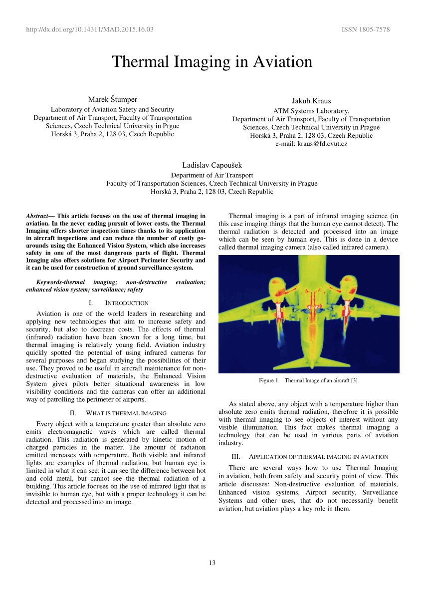 Pdf Thermal Imaging In Aviation