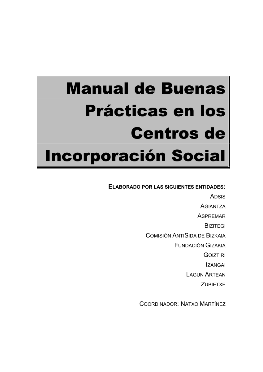 PDF) Manual de buenas prácticas en Centros de incorporación social