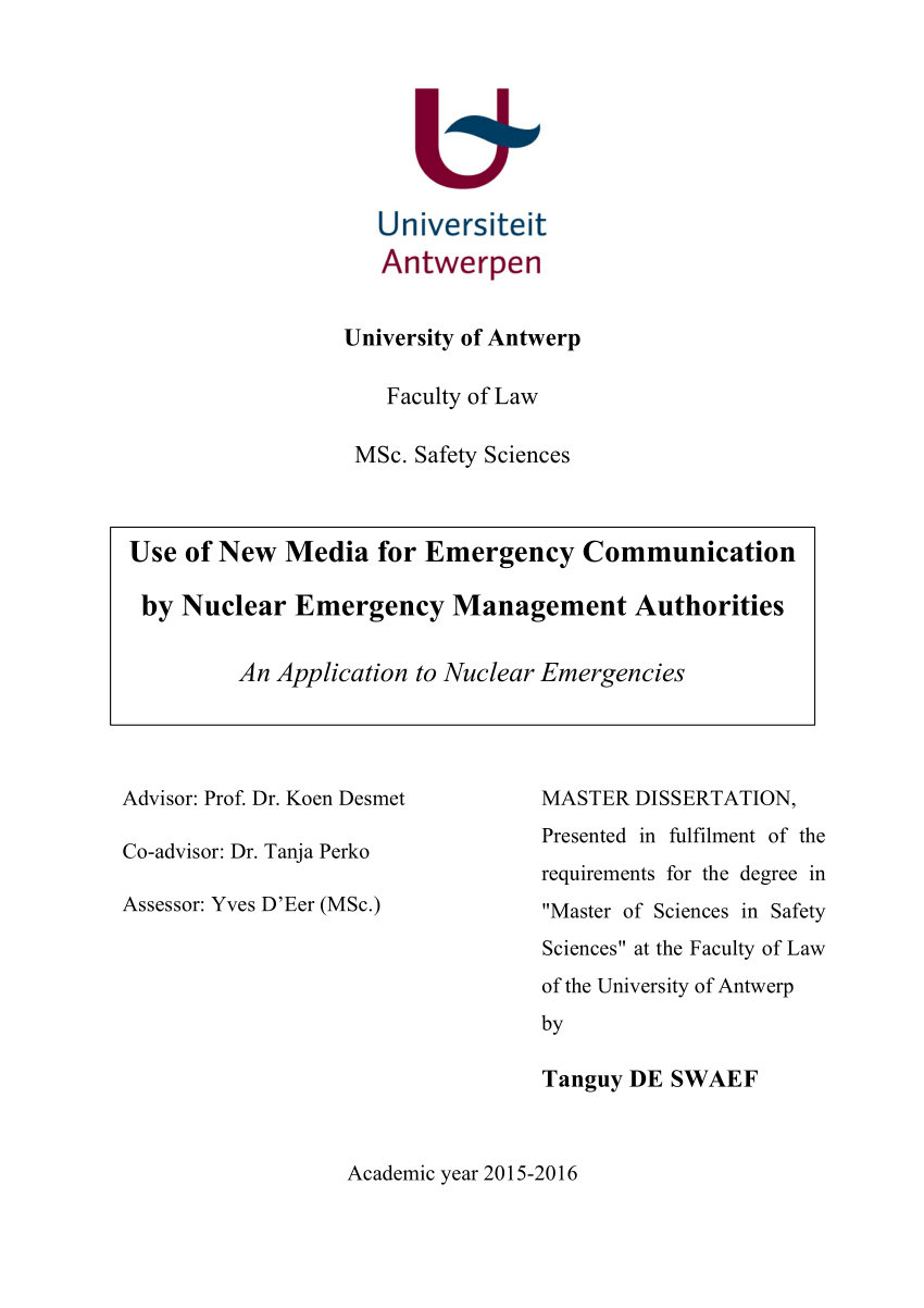 Pdf Use Of New Media For Emergency Communication By Nuclear Emergency Management Authorities An Application To Nuclear Emergencies