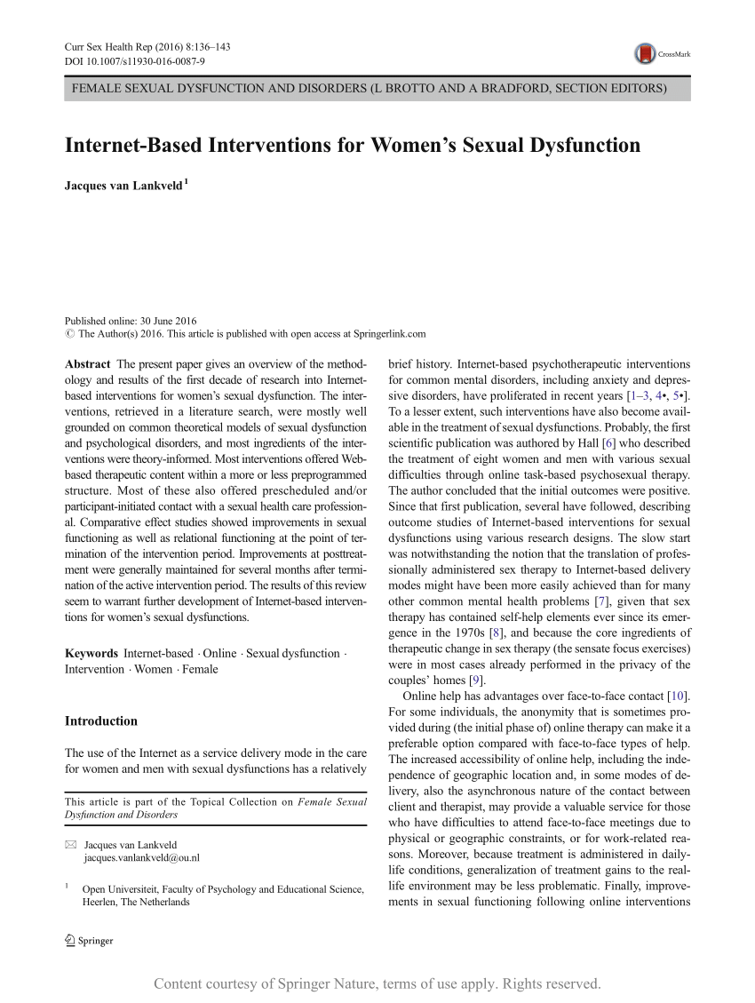 PDF Internet Based Interventions for Women s Sexual Dysfunction