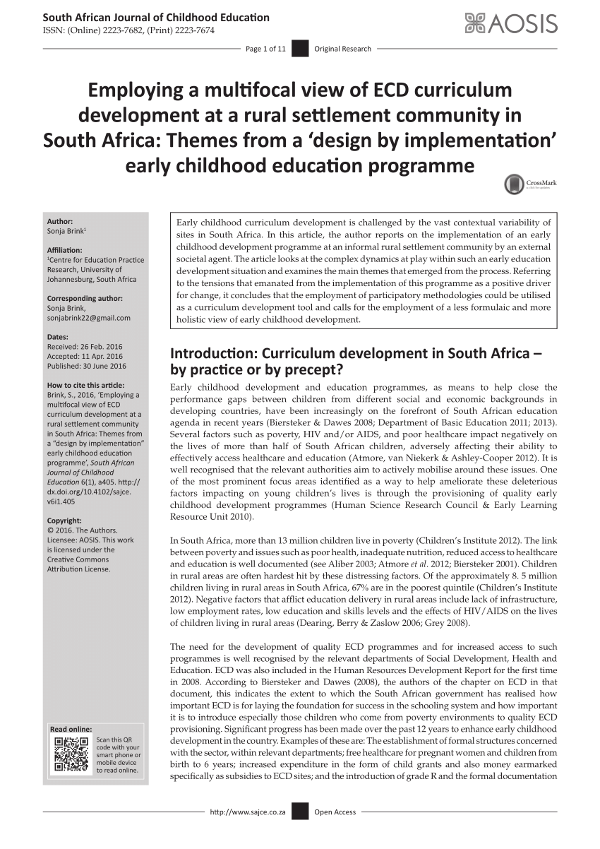 essay on the history of ecd provision in south africa