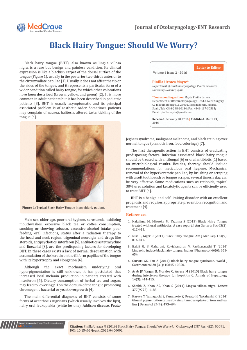 PDF) Black Hairy Tongue: Should We Worry?