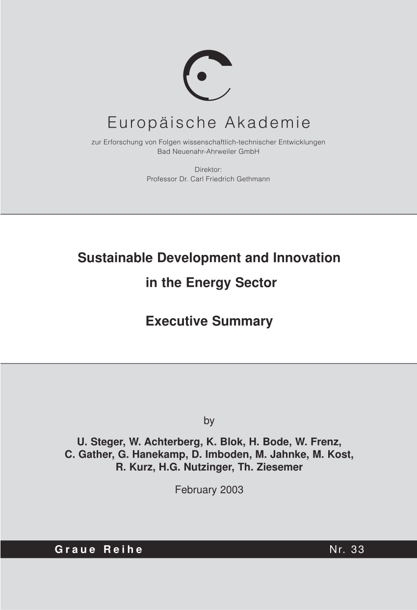 Energy, sustainability and innovation