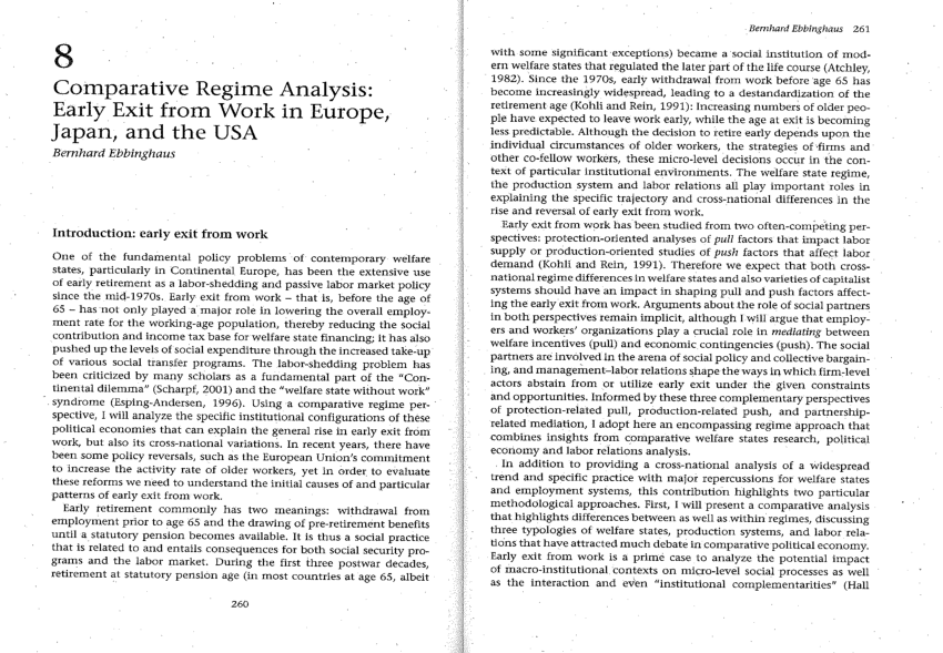 (PDF) Comparative Regime Analysis: Early Exit from Work in Europe, Japan, and the USA