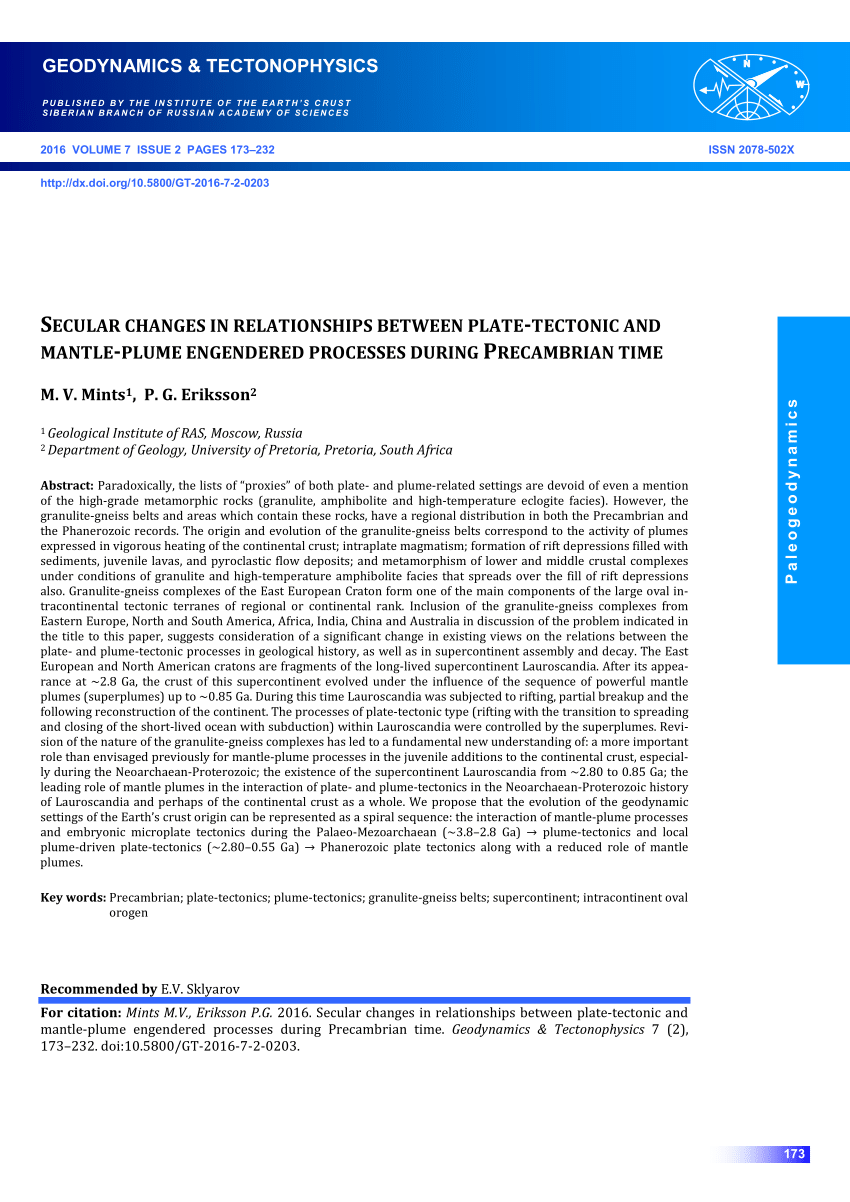 PDF) Secular changes in relationships between plate-tectonic and 