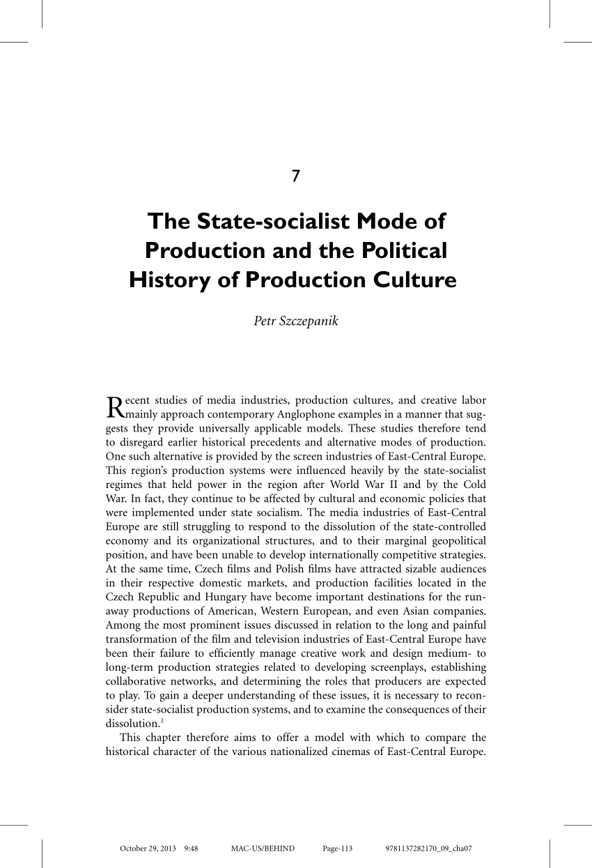 Pdf The State Socialist Mode Of Production And The Political History Of Production Culture