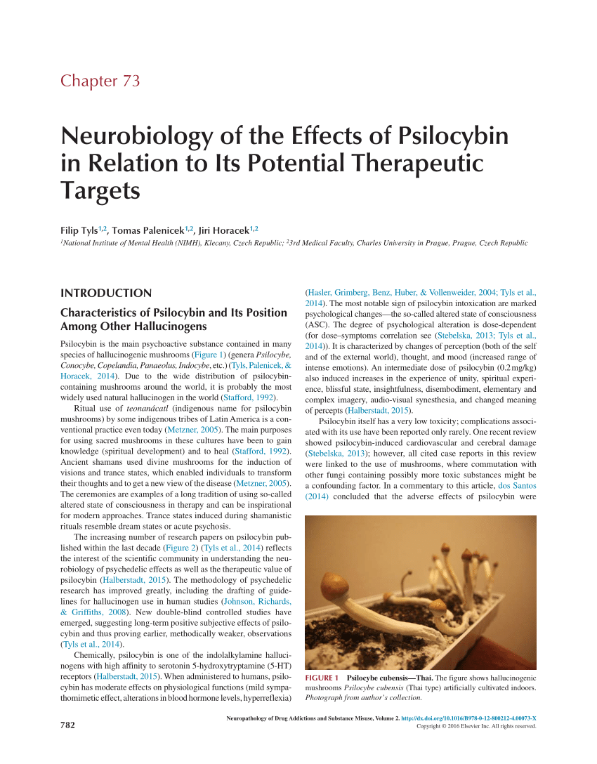 Pdf Neurobiology Of The Effects Of Psilocybin In Relation To Its Potential Therapeutic Targets