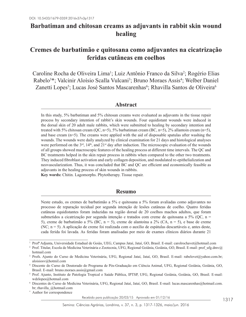 PDF) Barbatiman and chitosan creams as adjuvants in rabbit skin ...