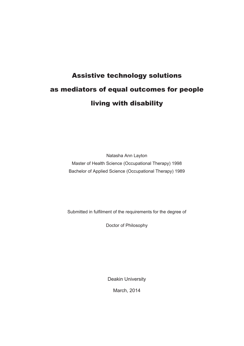 Pdf Assistive Technology Solutions As Mediators Of Equal