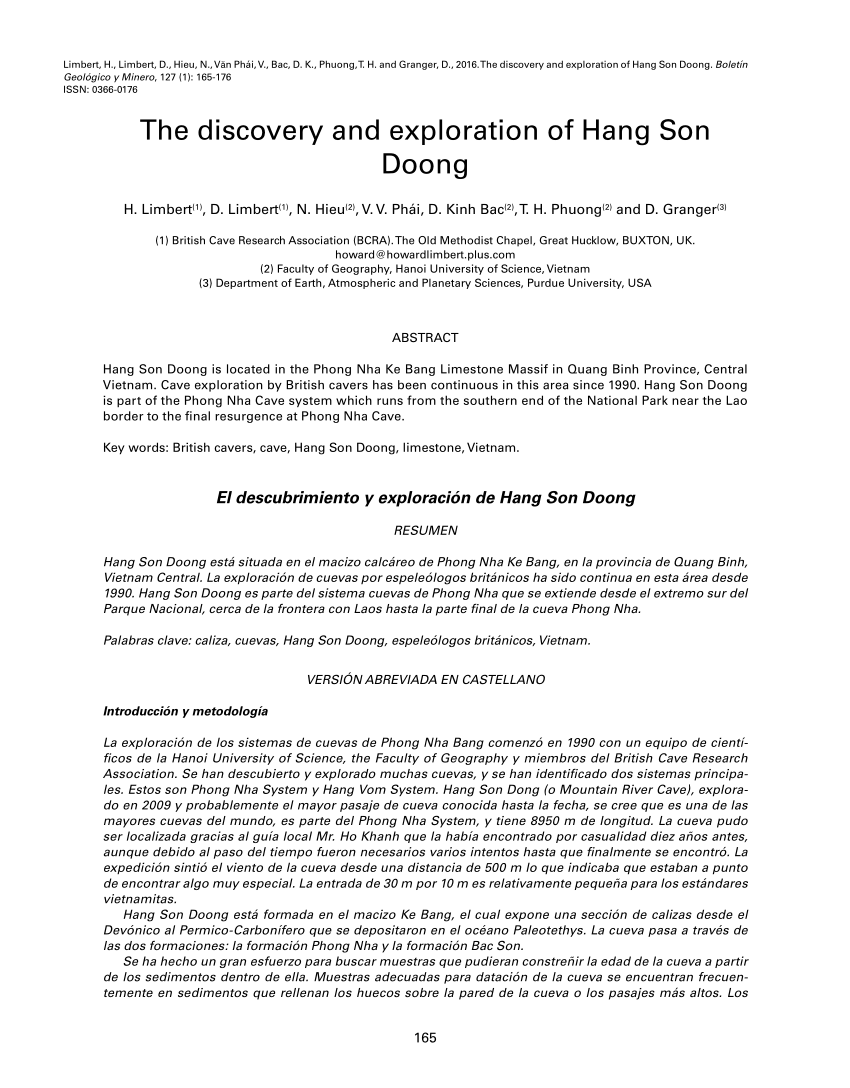 Pdf The Discovery And Exploration Of Hang Son Doong