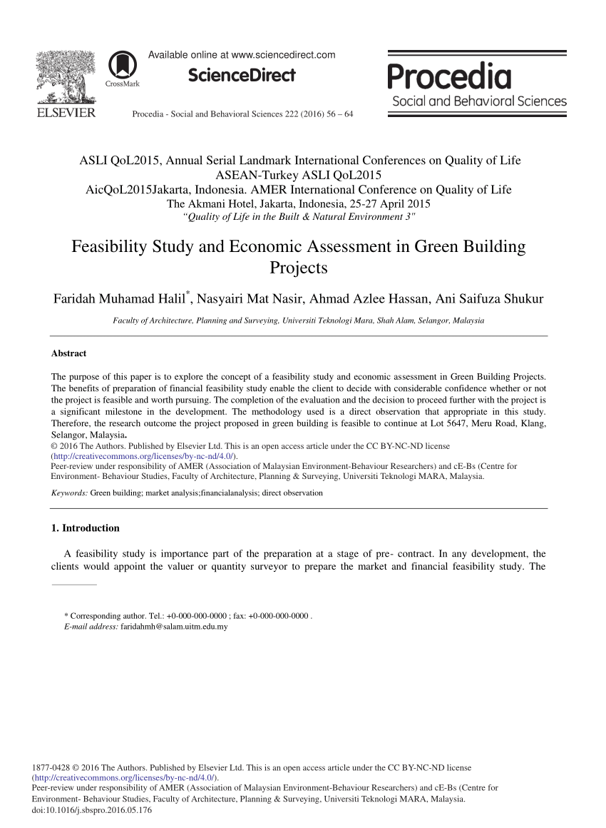 Pdf Feasibility Study And Economic Assessment In Green Building Projects