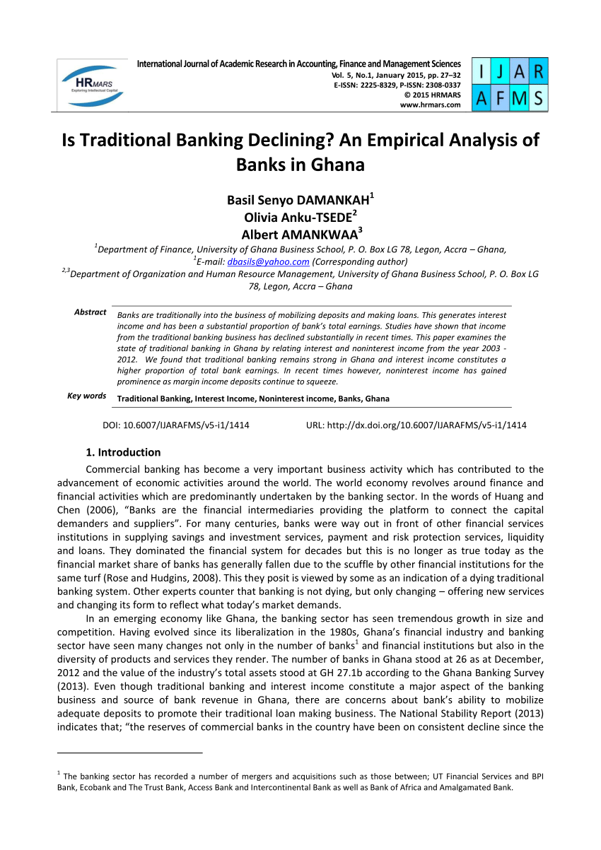 Pdf Is Traditional Banking Declining An Empirical Analysis Of