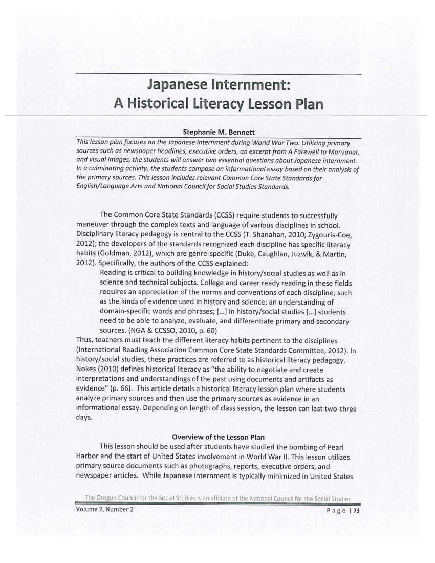 essay about japanese internment